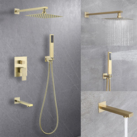 Ensemble de douche mural noir 3 fonctions avec système de douche pluie haute pression et pommeau de douche effet pluie