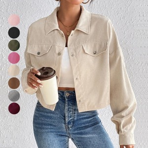 Nouvelle <span class=keywords><strong>Veste</strong></span> Courte en <span class=keywords><strong>Velours</strong></span> Côtelé à Col Polo pour <span class=keywords><strong>Femme</strong></span>, Collection Automne Hiver 2026, Style Western Chic, Épaules Tombantes, Manteau Décontracté, Vêtement d'Extérieur, Vente en Gros - Product Image 5