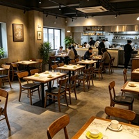 Ensemble table et chaises en bois massif de style rétro américain pour restaurant occidental, café et confiserie