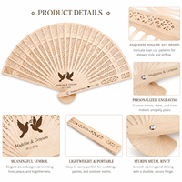 Éventails en bois gravés sur mesure pour mariage - Éventails portatifs en bois de santal - Cadeaux personnalisés pour demoiselles d'honneur, fête prénuptiale