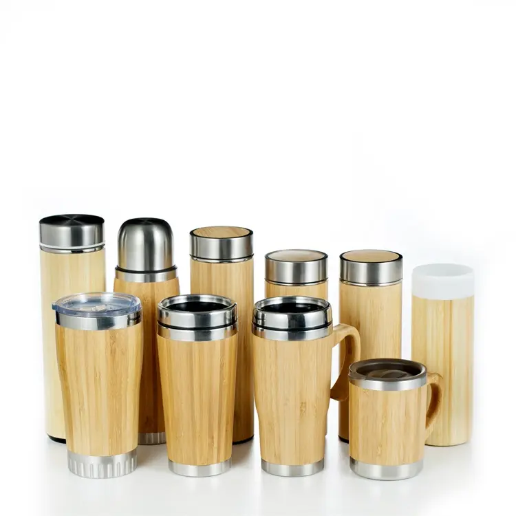 280ml 420ml Wholesale Eco Friendly Bamboo Coffee Travel Mug Cup with Lid Custom Logo Printed Ecofriendly Travel Coffee Mug