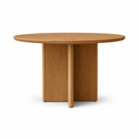 Ensemble de salle à manger d'extérieur rond en teck massif avec chaises à accoudoirs en rotin tressé, mobilier de jardin pour cour, hôtel, villa - Disponible en OEM