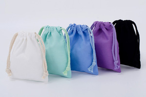 Custom 100% Recyclable Cotton Eco-friendly Drawstring <b>Bag</b> Small Canvas <b>Folding</b> Style Letter Pattern Dustproof Custom Shopping - Product Image 5