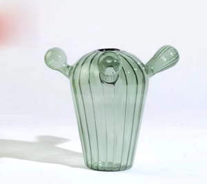 Vaso di vetro a forma di <span class=keywords><strong>Cactus</strong></span> colorato <span class=keywords><strong>con</strong></span> strisce per la composizione floreale fatto su misura - Product Image 2