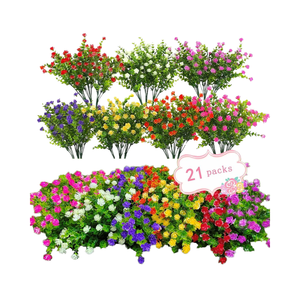 21 חבילות אקליפטוס פרחים מלאכותיים ב 7 צבעים uv עמיד צמחים faux & שיחים עיצוב גינה - Product Image 6