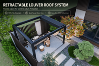 Pergola rétractable électrique sur mesure 5x6m, auvent pliant en aluminium robuste avec système de drainage par gouttière