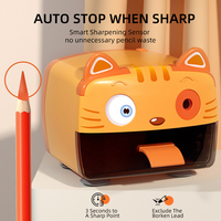 Taille-crayon électrique semi-automatique Tiger robuste avec arrêt automatique, 3 modes, grande capacité de récupération des copeaux pour l'école et le bureau