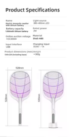 Nouvelle raquette électrique anti-insectes LED violette pliable avec batterie au lithium en plastique, indice IP65, efficace contre les mouches