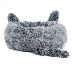 Lits ronds chauds et doux en peluche pour animaux de compagnie Tapis pour chien et chat Lit de couchage pour animaux Canapé avec queue d'oreille - Product Image 5