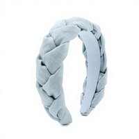 DREAM FASHION Bandeau en denim bleu clair tressé, couleur unie, personnalisé, accessoires pour cheveux pour femmes, décontracté, spa, élégant, de haute qualité, fait main