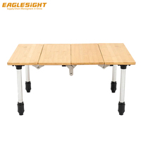 Table de camping pliable en bambou et alliage d'aluminium, portable, hauteur réglable, mobilier d'extérieur, table de voyage légère, plage, pique-nique