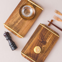Assiette de présentation en bois d'acacia de 8 pouces à motif original – Assiette de service ronde écologique pour les ensembles de cadeaux de mariage