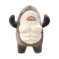 Transfrontalier requin Muscle homme poupée mignon petit ami Li Fitness requin en peluche Super doux PP coton remplissage couette fonction