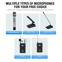 Système de microphone sans fil GOOERMI T4 à 4 canaux, récepteur UHF fixe professionnel avec 4 micros portatifs pour scène, conférence, église