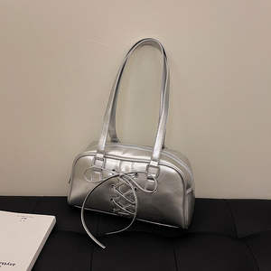 High quality women's single shoulder bow <b>handbag</b> with polyester lining, elegant women's style tote bag - Product Image 6