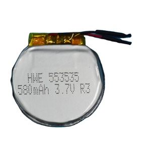 OEM electric wrist watch round lipo battery 553535 3.7V 1160mAh round rechargeable lithium polymer battery