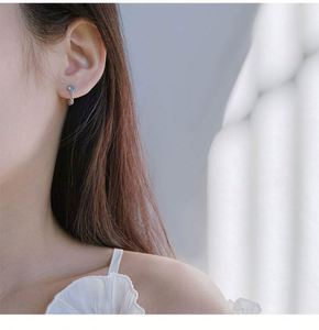 Pendientes de Aro Cuadrados, Estrella y Corazón de Plata de Ley 925 con Rodio y Aguamarina, Sencillos, para Mujer, Regalo de Boda, Estilo Minimalista - Product Image 2