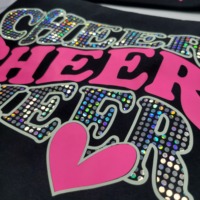 Transfert thermocollant 3D Bling Cœur Strass Rose Néon Pailleté pour T-shirts et Sweats à Capuche