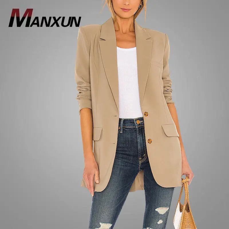 Blazer à épaulettes pour femmes, poches latérales, Blazer à manches formelles, Design à boutons, col en V, vestes de costume pour femmes, vente en gros