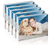 Vente en gros, cadre photo en acrylique transparent, cadre photo magnétique 4x6 pouces, boîte cadeau avec divers logo personnalisé en plexiglas cristal A3