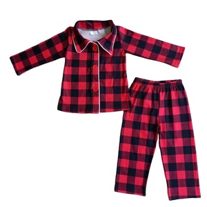 Spring&Gege Camicia da Ragazzo a Maniche Lunghe in Flanella Button Down Shirt a Quadri per Bambini, Blu Nero, 5-6 Anni