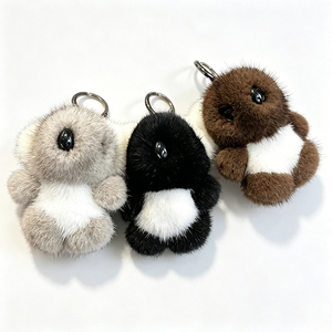 Llavero de <span class=keywords><strong>koala</strong></span> de piel sintética de visón, de dos tonos, esponjoso, mini, de dibujos animados, con orejas grandes blancas, colgante de animal australiano para bolso - Product Image 4