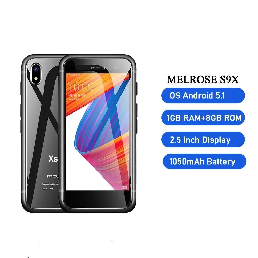 Melrose S9X 3G Mini Smartphone Android 6.0 Quad Core Mobile Phone 2.5 Inch 1G RAM 8GB ROM Cellphones 1050mAh 2MP Camera for Kids