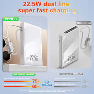 Banca di potere di alta qualità 22.5W ricarica rapida sottile <span class=keywords><strong>2</strong></span> in 1 doppia linea banche di potere portatili per il telefono 10000mAh 20000mAh Power Bank - Product Image 4
