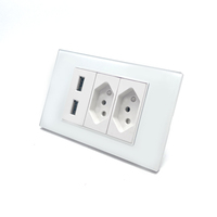 Prise murale ZSUN SC70 2mm en verre, double prise brésilienne 2 gang 2.1A USB