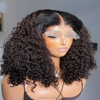 Perruque frontale en dentelle 13*4 de 16 pouces en cheveux humains vierges bruts cambodgiens haute densité, super double drawn, bouclés crépus, pour revendeurs