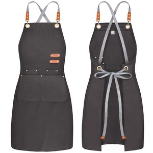 Delantal de Chef con Tirantes Cruzados y 4 Bolsillos <span class=keywords><strong>para</strong></span> Hombre y Mujer, Ideal <span class=keywords><strong>para</strong></span> Cocina, Jardinería, Repostería, Uniforme de Trabajo OEM - Product Image 4