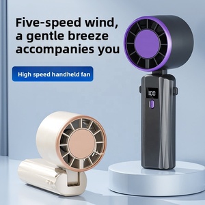 Nouveau ventilateur portable Turbo 2026, rechargeable par USB, haute vitesse, à suspendre au cou, avec affichage numérique, mini ventilateur pliable, cadeau - Product Image 4