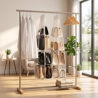 Modern Wall Mounted Leather Multi-Layer Dustproof Bag Storage Hanging Rack Organizer for Living Room