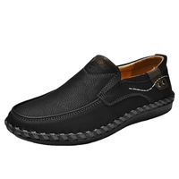 Chaussures décontractées pour hommes en cuir véritable faites à la main, style paresseux, respirantes, à semelle souple en caoutchouc, grandes tailles, pour l'été