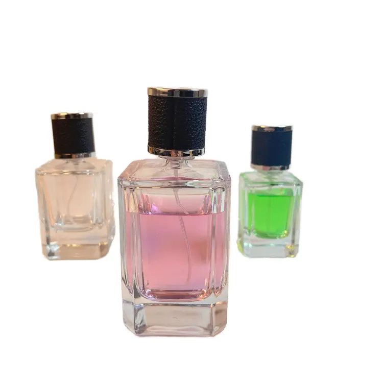 Wholesale Hot Perfumed Custom Logo Luxury Rectangle Glass Spray Bottle with Black Lid for Cosmetics Empty Perfume Bottles