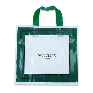 Promotional Logo Printed Packaging Shopping 2022 Pe Plastic Tote Bag Custom With Soft Loop Handle