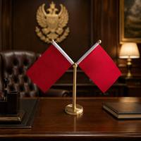 Support de drapeau de bureau carré de luxe en laiton poli, mini présentoir de table, ensemble de drapeaux de pays imprimés en typographie pour bureau et conférence