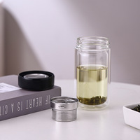 280ml 320ml 380ml thé en vrac raide tasse isolée brasseur de fruits tasse en verre à double paroi bouteille de thé en verre avec infuseur