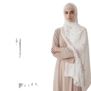 Exquisite Dubai Embroidered Chiffon Hijab - Breathable Summer Muslim Scarf - Long Elegant Premium Chiffon <strong>Shawl</strong> for <strong>Weddings</strong> - Product Image 5
