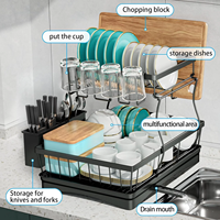 Égouttoir à vaisselle moderne à double niveau, réglable, non pliable, avec supports de rangement, construction robuste en acier au carbone, pour la maison