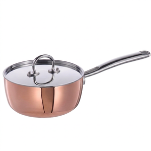 Copper Sauce <b>Pan</b> With Stainless Steel <b>Handle</b> And Glass Lid Modern Design For Home Hotel And Kitchenware Use - Product Image 1