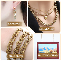 Miroir Polis or ne se décolore jamais en laiton brut longue chaîne hexagonale connectée chaîne lien mode colliers Bracelets boucles d'oreilles pour les femmes