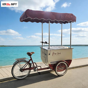 Chariot de vente de crème glacée remorquable avec congélateur, chariot de restauration rapide, chariot à pousser, construction métallique résistante à la rouille - Product Image 1