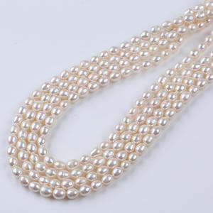 Kit d'accessoires DIY fait main, perles d'eau douce blanches naturelles de 7-8 mm, forme de mètre, pour coiffure, avec liens colorés cousus à la main - Product Image 3