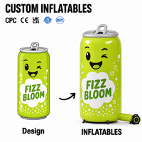 Modèle gonflable géant publicitaire extérieur sur mesure, mascotte de dessin animé, bouteille de boisson gonflable publicitaire