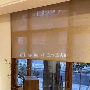 Natural Linen And Straw Roller Blinds Semi Shading Light Filtering Ceiling Installation Wide Blade Eco Friendly - Product Image 1