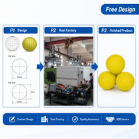 Lot de 3 balles en mousse jaune vif, lisses et rondes, sensorielles, avec un creux central, pour le jeu des enfants, anti-stress, moulées par injection, fabrication OEM