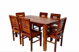 Ensemble de salle à manger 6 places en bois de Sesham Table basse de salon en bois brun fait à la main Produit en vrac - Product Image 5