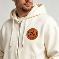 Écussons ronds personnalisés en cuir véritable, étiquettes écologiques thermosoudées pour chapeaux, vêtements, accessoires de confection à coudre, vente en gros OEM