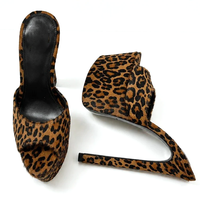 Chaussures de créateur 2026 en poils de veau dalmatien, mules à talon de 16 cm, imprimé animal sexy, sandales à plateforme ultra-hautes pour femmes